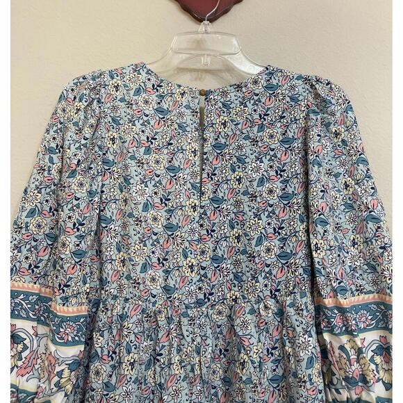 Bebop Womens XS Blue Floral Short 3/4-Sleeved Flowy Pleated Dress NWT! A1830 - Picture 8 of 8